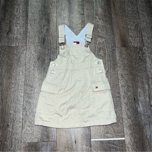 Vintage Tommy‎ Hilfiger Overall Khaki Dress With Pockets Size 3t Y2K